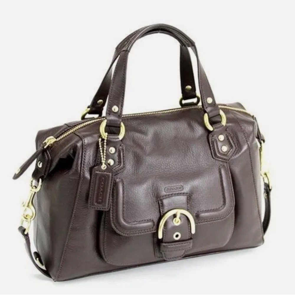 Coach Chocolate Brown Leather Satchel Handbag RN#F25151 - Picture 1 of 15